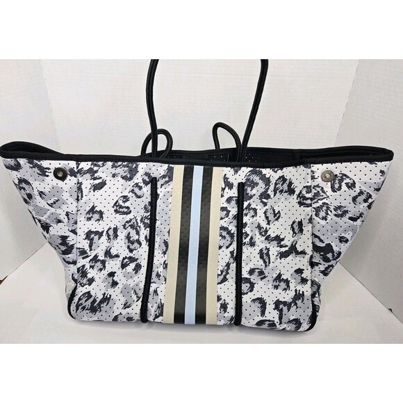 Neoprene Large Tote Bag With Zip Pouch Leopard Print KC Chic Desgins Dust Bag - Picture 5 of 6